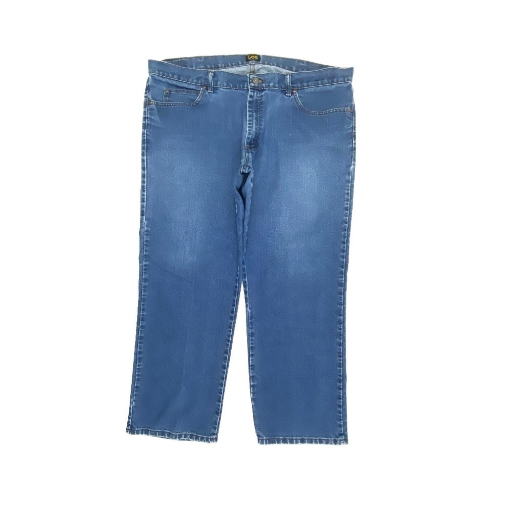 Lee Regular Fit Straight Leg Men's size 42x29 Medium Wash Blue Denim Jeans